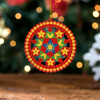 Philippines Filipinos Acrylic And Wooden Ornament Sun & Stars Parol Christmas
