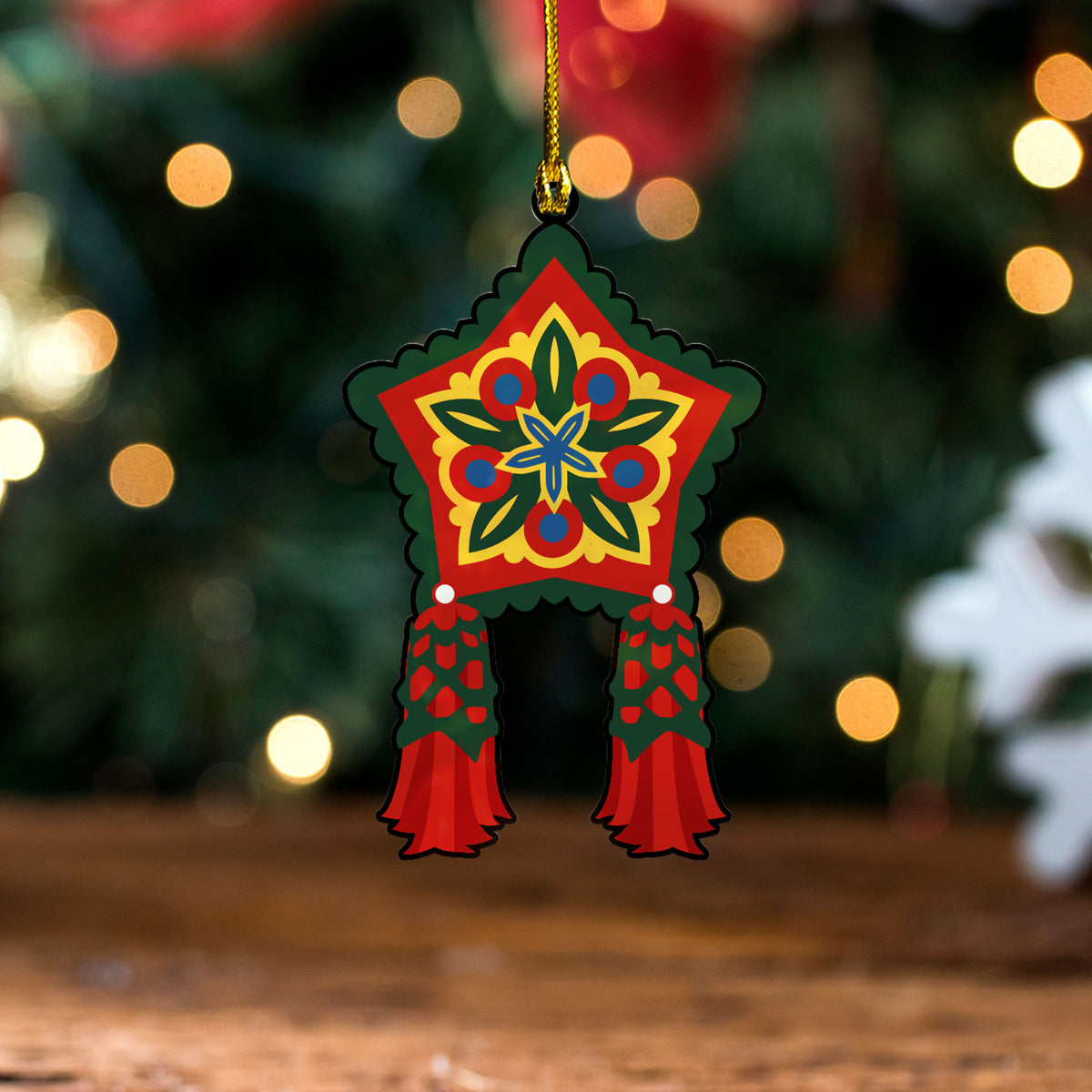 Philippines Filipinos Acrylic And Wooden Ornament Poinsettia Star Parol Christmas