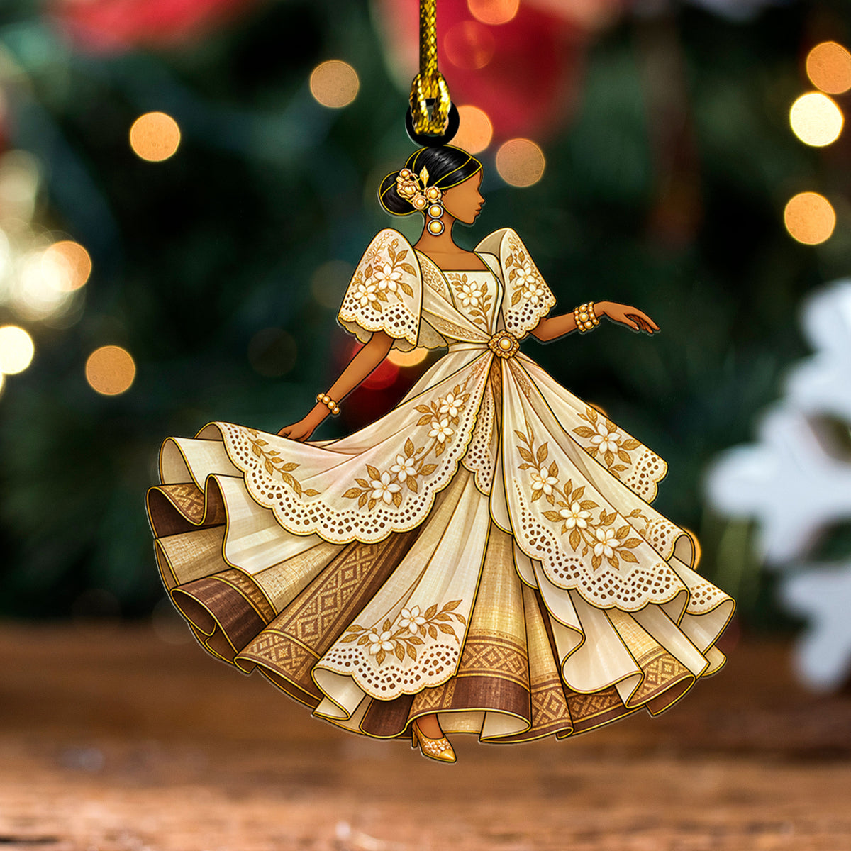 Philippines Filipinos Acrylic And Wooden Ornament Beautiful Filipina Woman in Traditional Dress