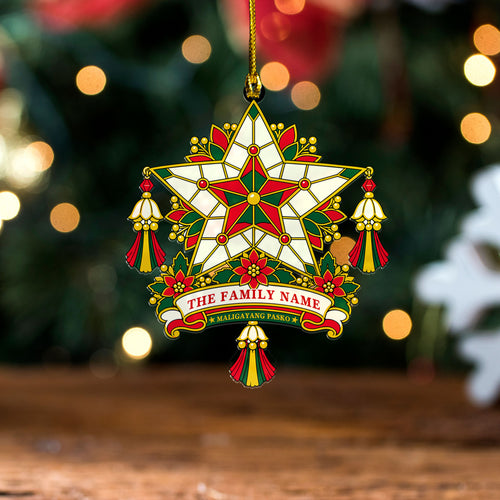 Philippines Filipinos Acrylic And Wooden Ornament Custom Family Name Maligayang Pasko Philippines Star Lantern
