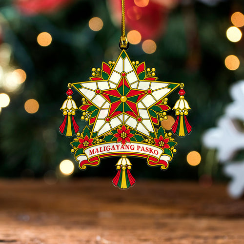 Philippines Filipinos Acrylic And Wooden Ornament Maligayang Pasko Philippines Traditional Star Lantern Decoration
