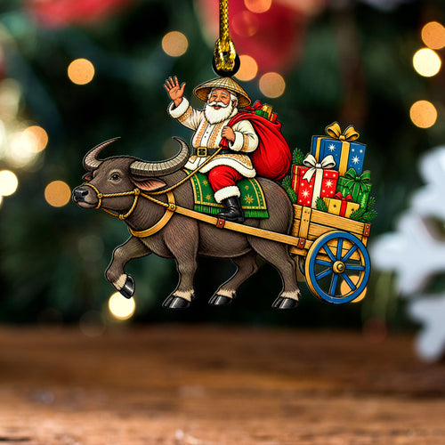 Philippines Filipinos Acrylic And Wooden Ornament Santa Claus Carabao Traditional Holiday Gift Decoration