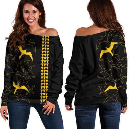 Hawaii Off Shoulder Sweatshirt Iwa Bird Flight Style