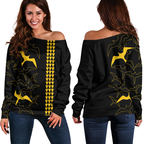 Hawaii Off Shoulder Sweatshirt Iwa Bird Flight Style
