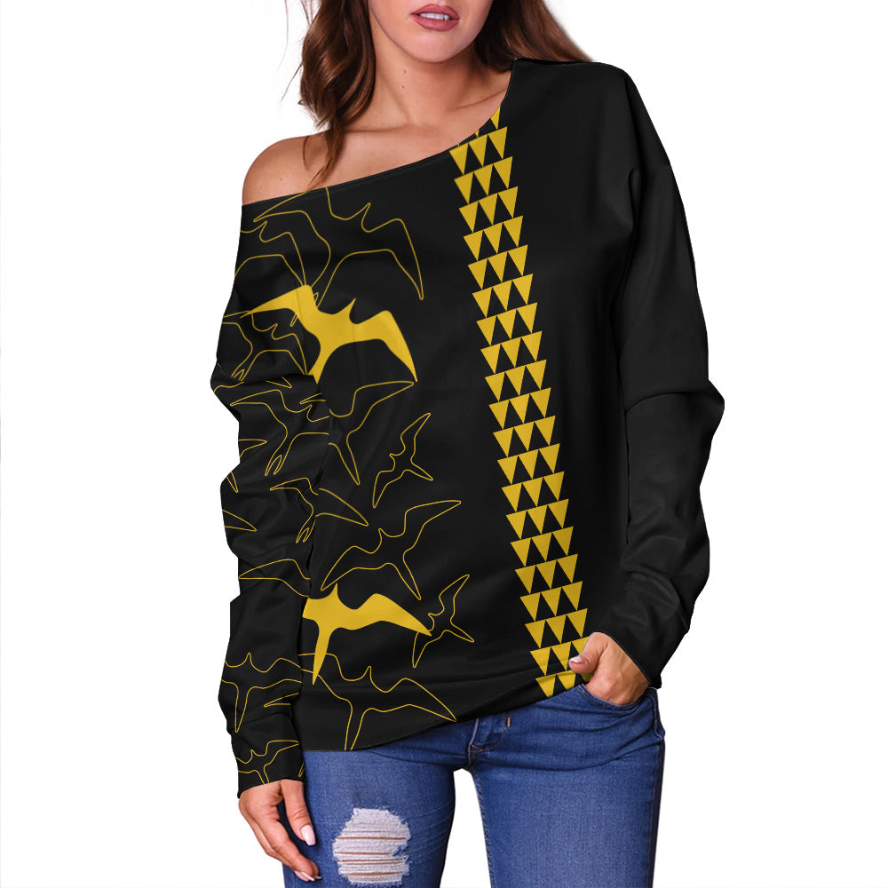 Hawaii Off Shoulder Sweatshirt Iwa Bird Flight Style