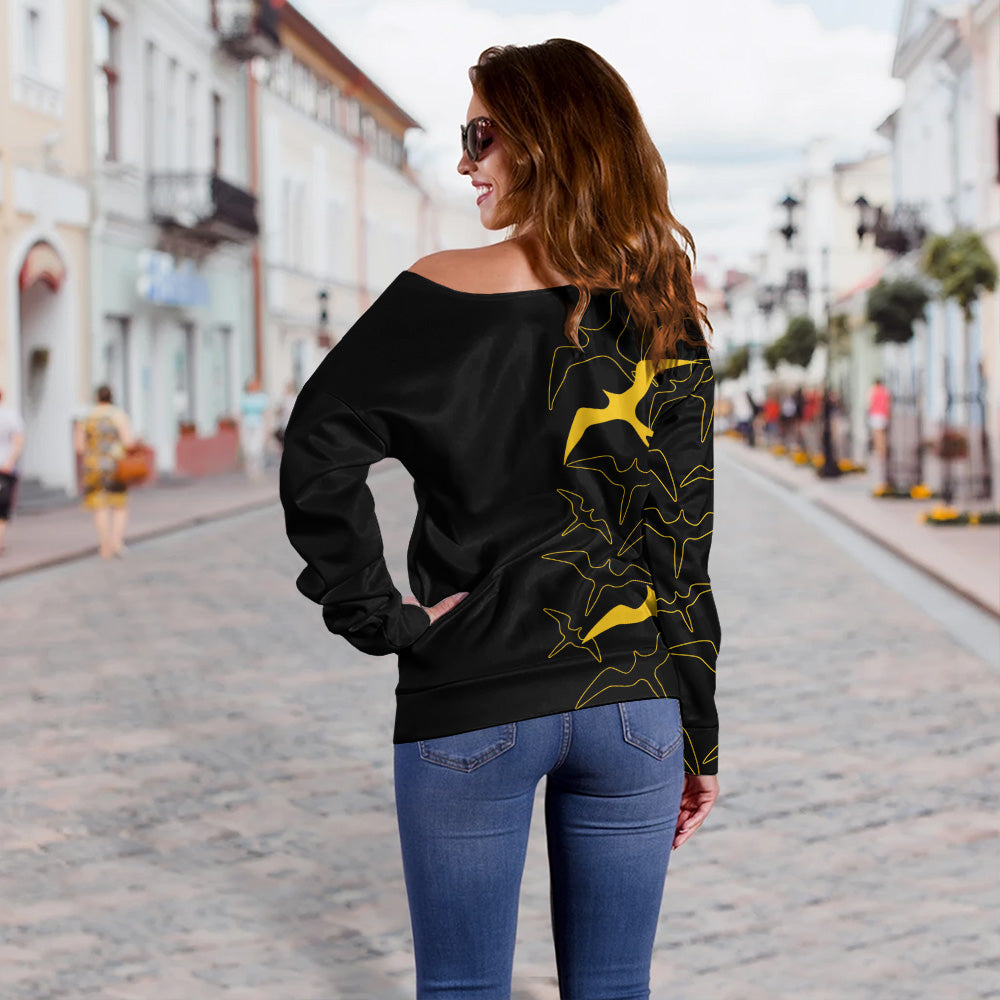 Hawaii Off Shoulder Sweatshirt Iwa Bird Flight Style