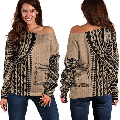 Tokelau Off Shoulder Sweatshirt Polynesian Tattoo