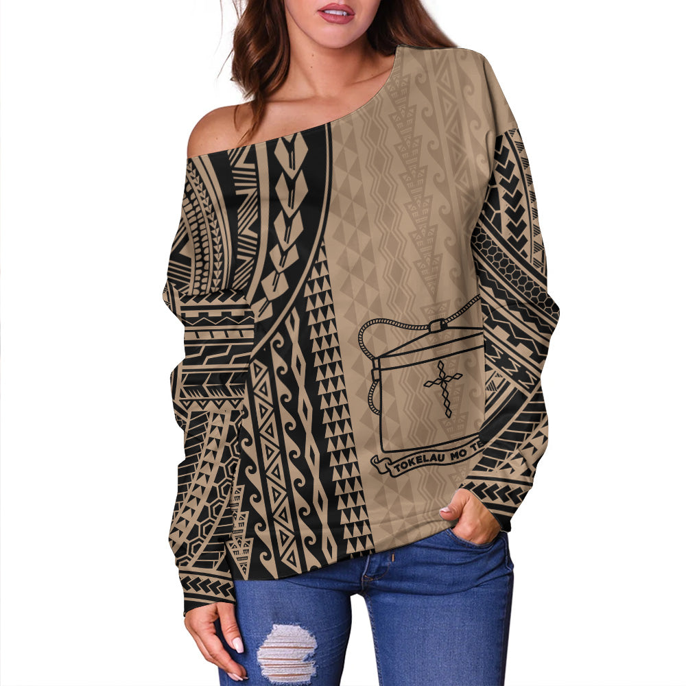 Tokelau Off Shoulder Sweatshirt Polynesian Tattoo