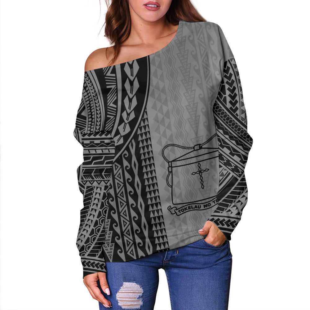 Tokelau Off Shoulder Sweatshirt Polynesian Tattoo