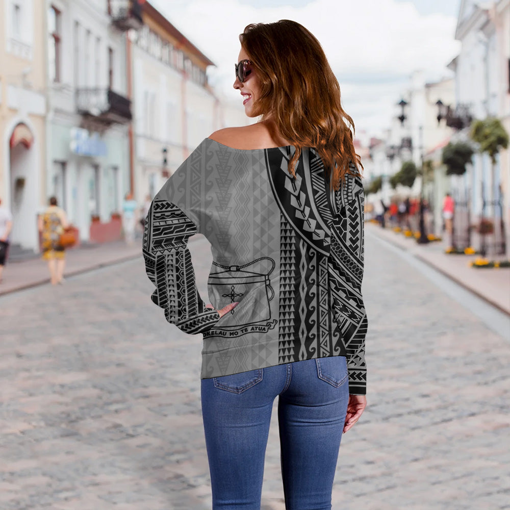 Tokelau Off Shoulder Sweatshirt Polynesian Tattoo