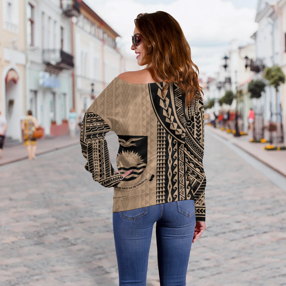 Kiribati Off Shoulder Sweatshirt Polynesian Tattoo
