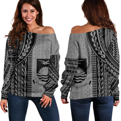 Kiribati Off Shoulder Sweatshirt Polynesian Tattoo
