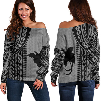 Papua New Guinea Off Shoulder Sweatshirt Polynesian Tattoo