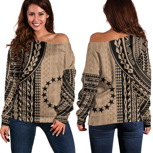 Cook Islands Off Shoulder Sweatshirt Polynesian Tattoo