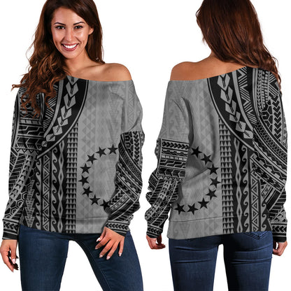 Cook Islands Off Shoulder Sweatshirt Polynesian Tattoo