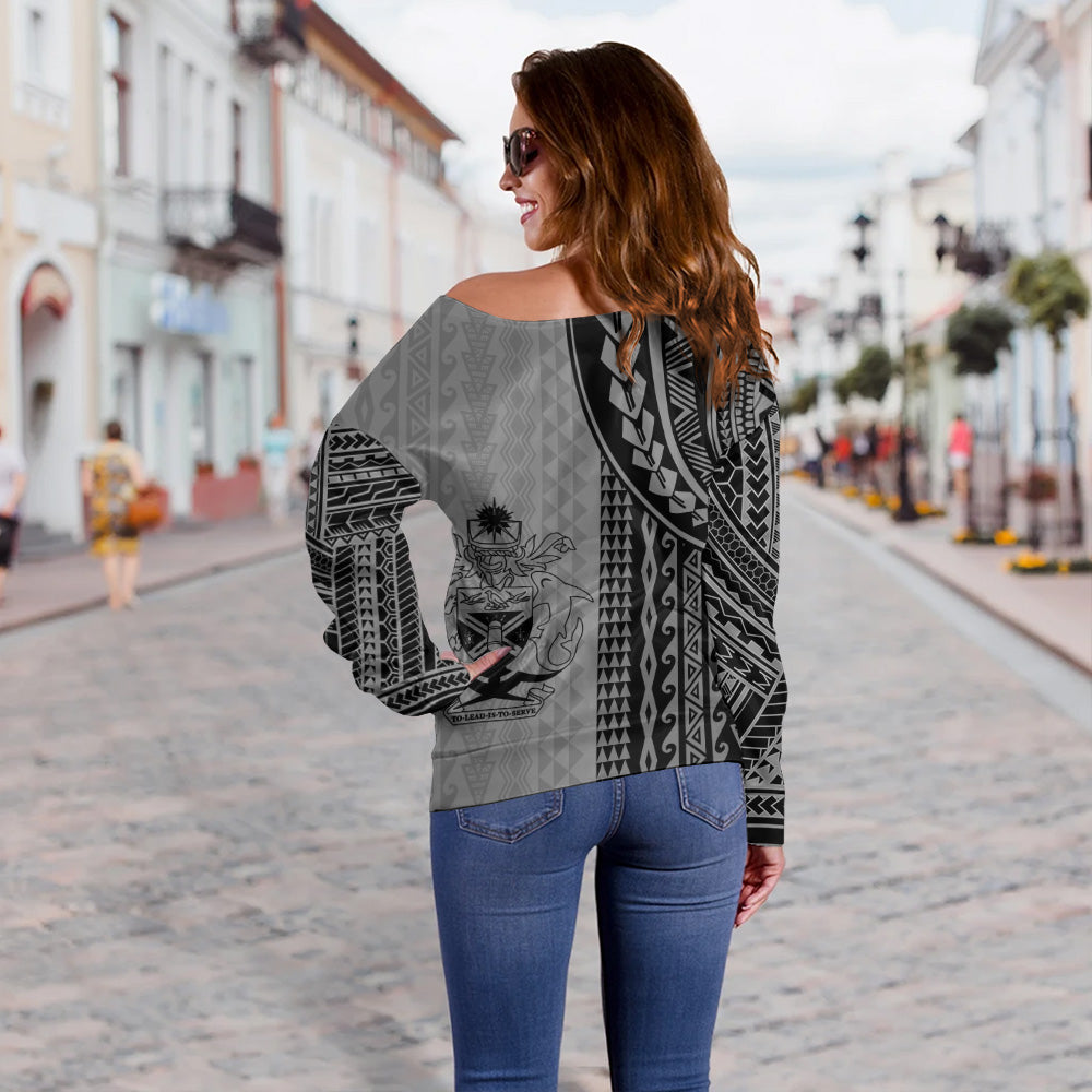 Solomon Islands Off Shoulder Sweatshirt Polynesian Tattoo