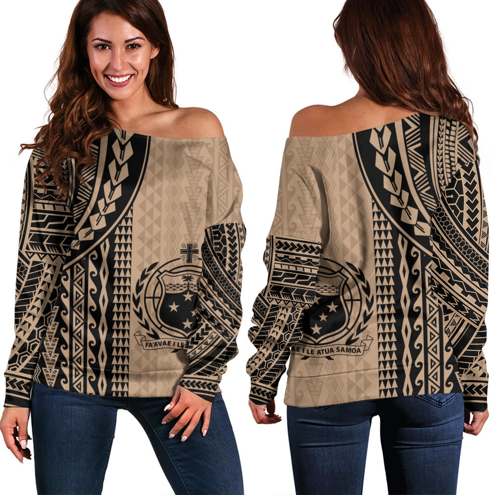Samoa Off Shoulder Sweatshirt Polynesian Tattoo