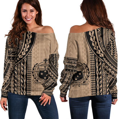 Samoa Off Shoulder Sweatshirt Polynesian Tattoo