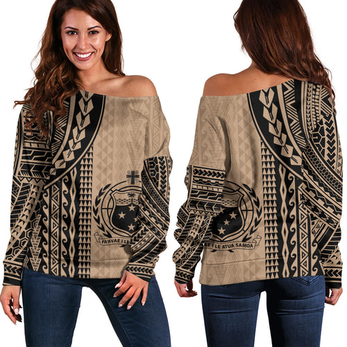 Samoa Off Shoulder Sweatshirt Polynesian Tattoo