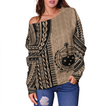 Samoa Off Shoulder Sweatshirt Polynesian Tattoo
