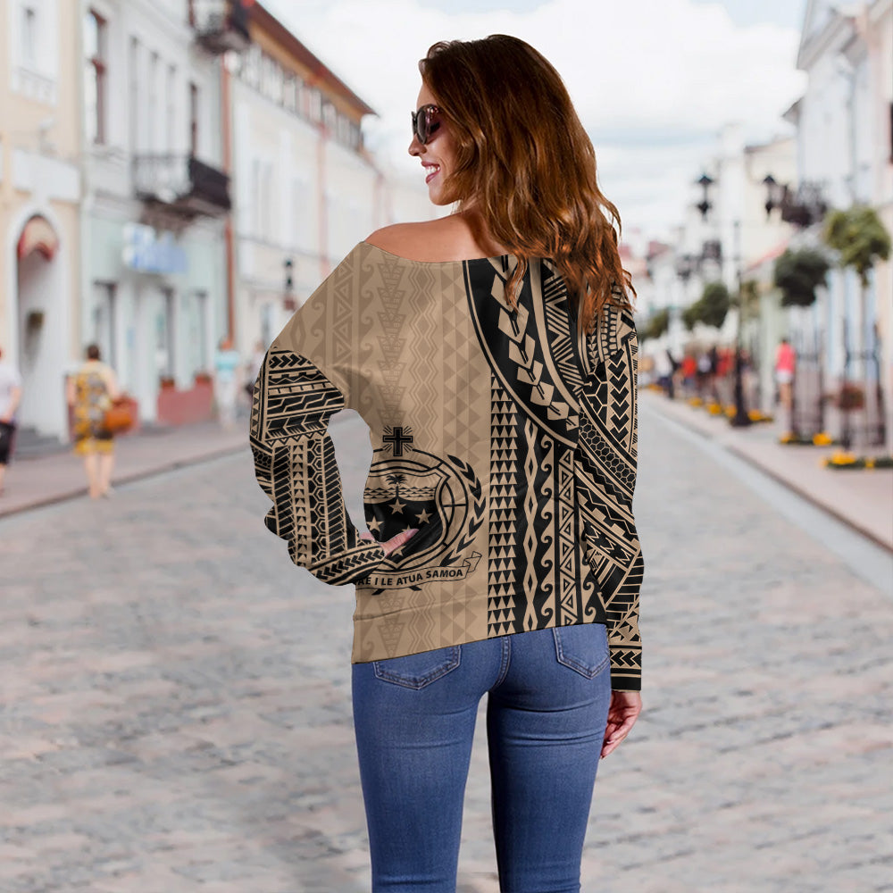 Samoa Off Shoulder Sweatshirt Polynesian Tattoo