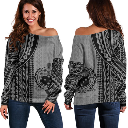 Samoa Off Shoulder Sweatshirt Polynesian Tattoo