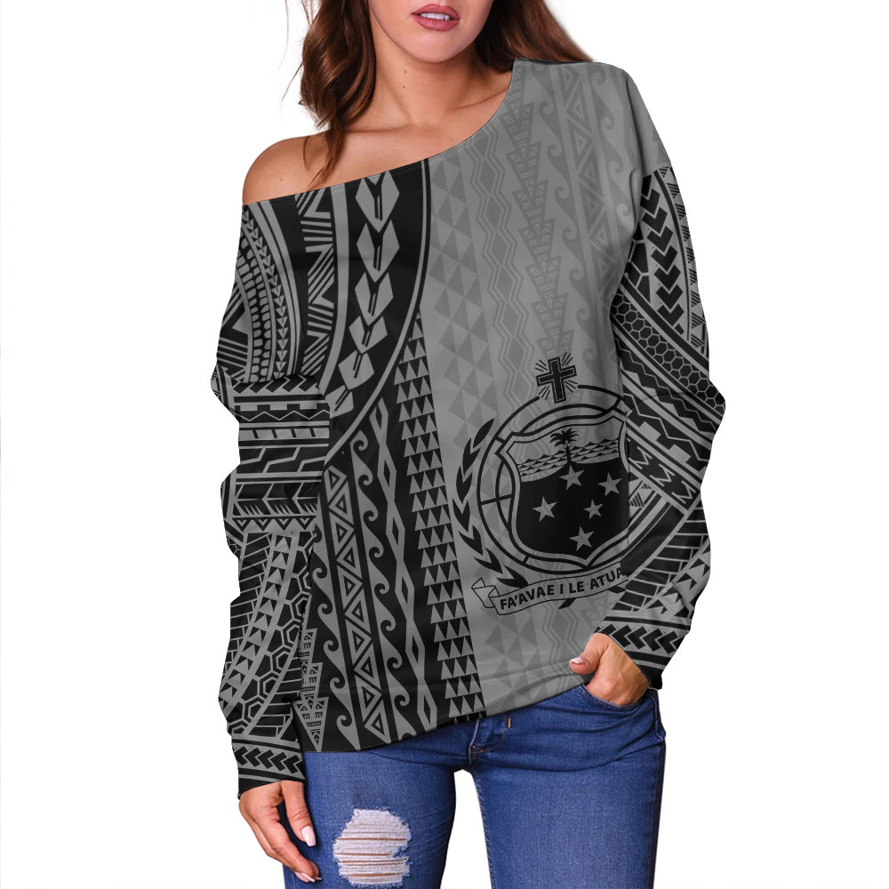 Samoa Off Shoulder Sweatshirt Polynesian Tattoo