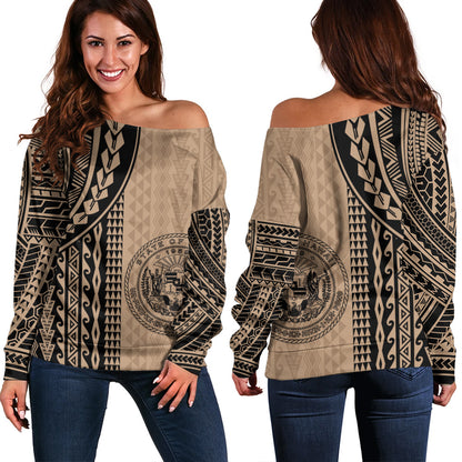 Hawaii Off Shoulder Sweatshirt Polynesian Tattoo