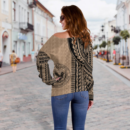 Hawaii Off Shoulder Sweatshirt Polynesian Tattoo