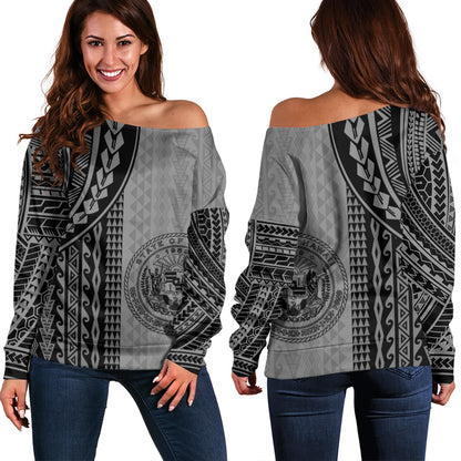 Hawaii Off Shoulder Sweatshirt Polynesian Tattoo