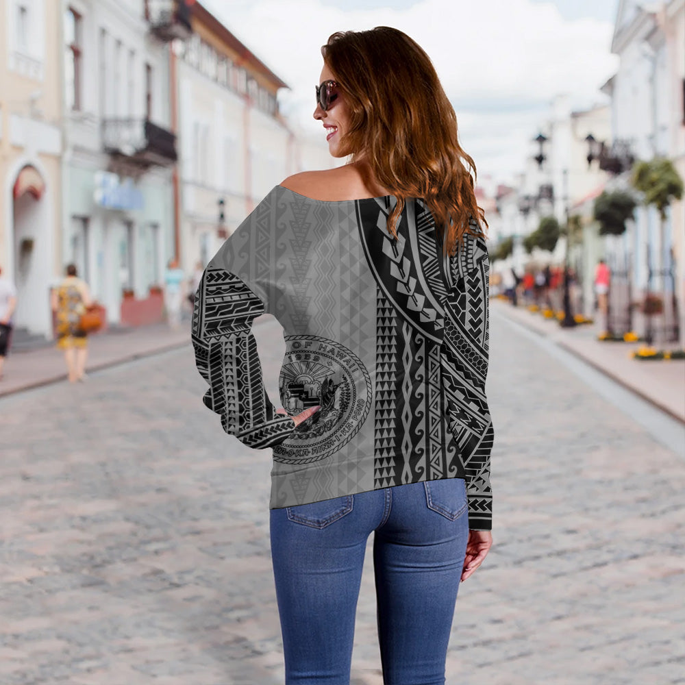 Hawaii Off Shoulder Sweatshirt Polynesian Tattoo