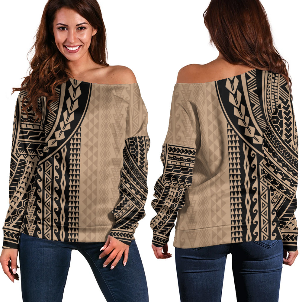 Hawaii Off Shoulder Sweatshirt Polynesia Polynesian Tattoo
