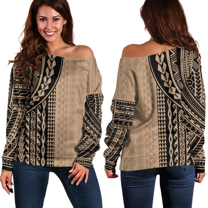 Hawaii Off Shoulder Sweatshirt Polynesia Polynesian Tattoo