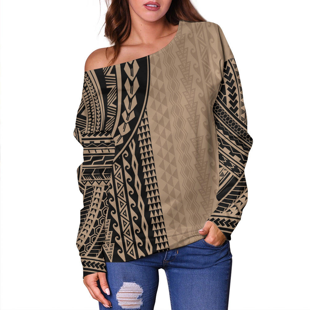 Hawaii Off Shoulder Sweatshirt Polynesia Polynesian Tattoo