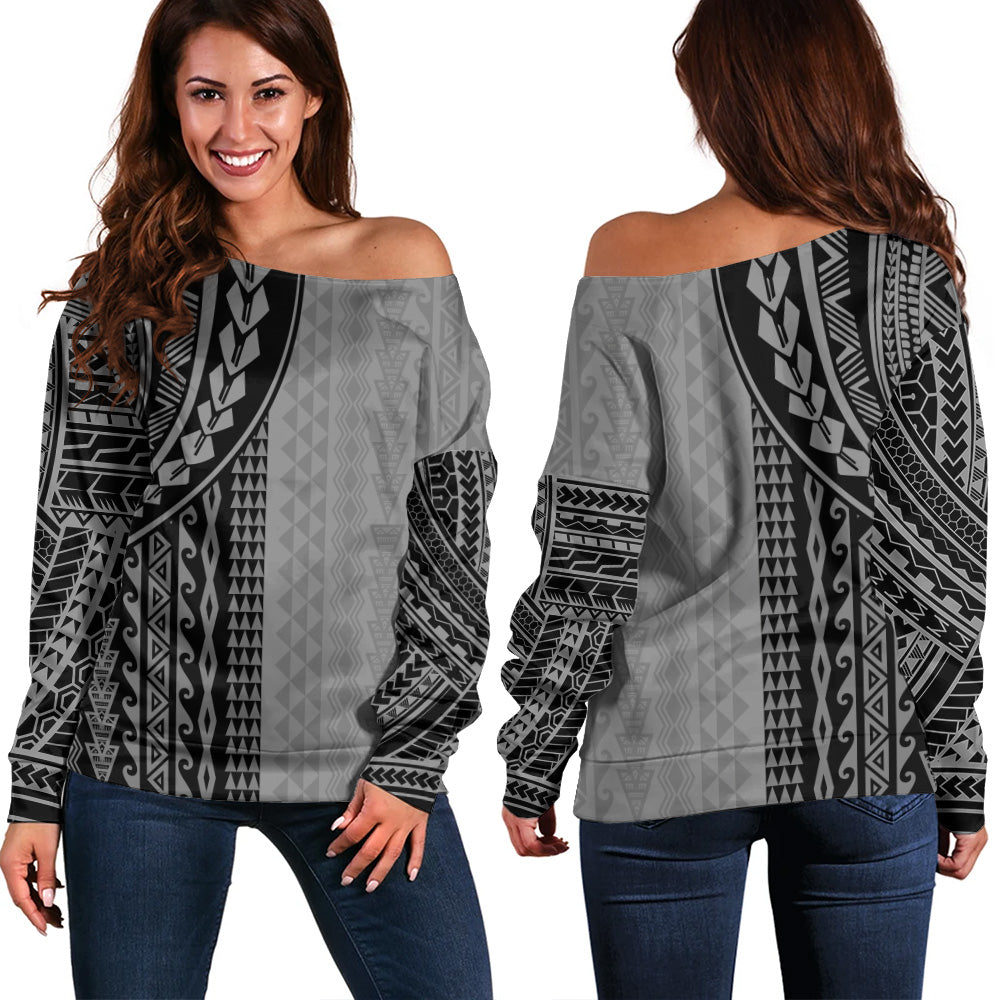 Hawaii Off Shoulder Sweatshirt Polynesia Polynesian Tattoo