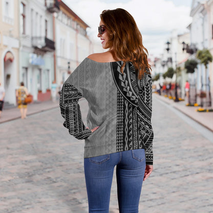 Hawaii Off Shoulder Sweatshirt Polynesia Polynesian Tattoo