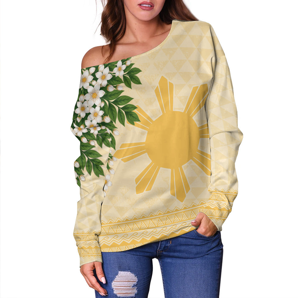 Philippines Filipinos Off Shoulder Sweatshirt Sampaguita Sunshine Bloom Style