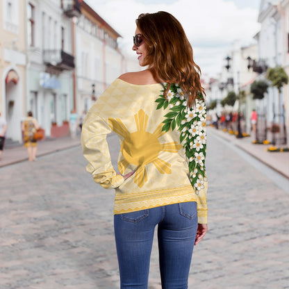 Philippines Filipinos Off Shoulder Sweatshirt Sampaguita Sunshine Bloom Style