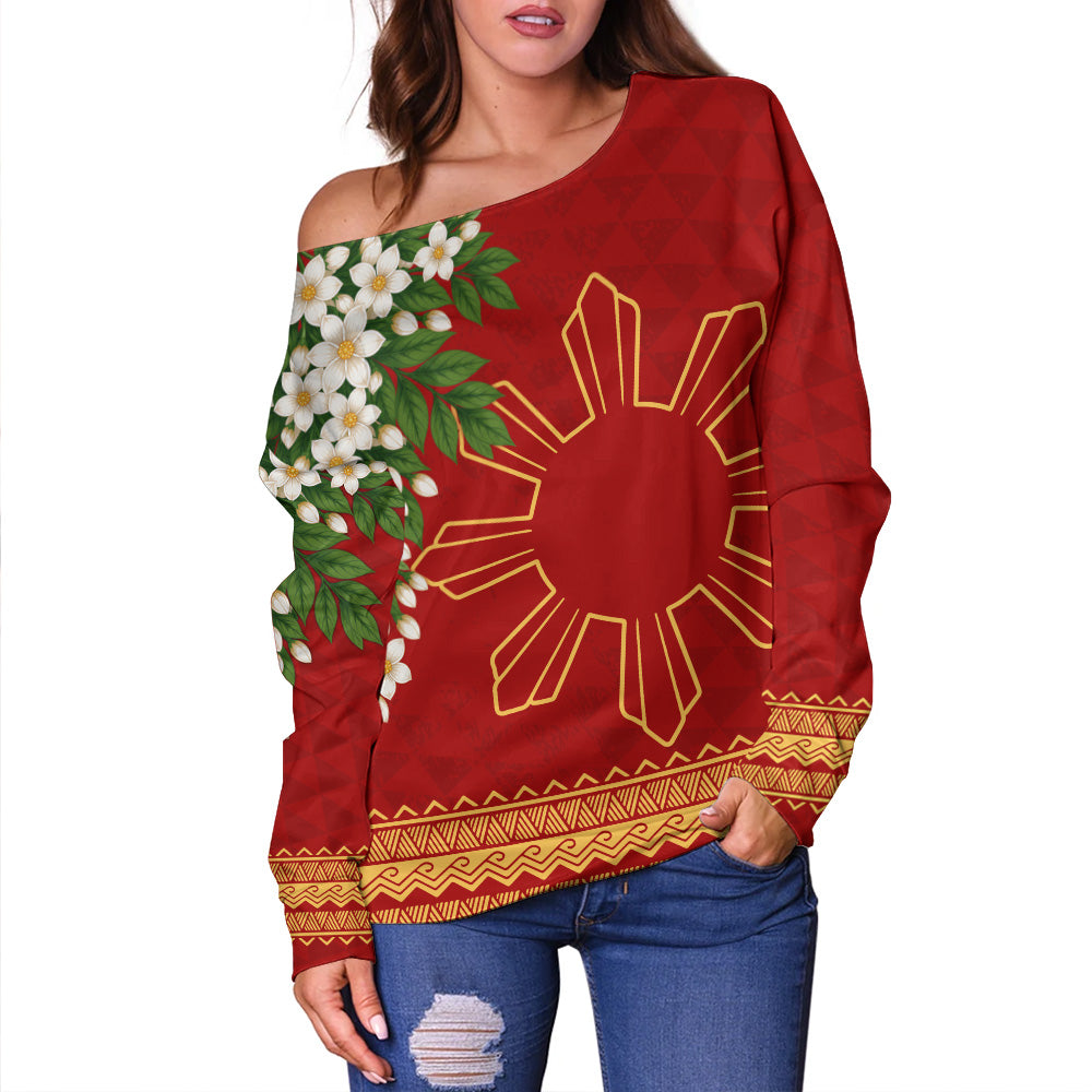 Philippines Filipinos Off Shoulder Sweatshirt Sampaguita Sunshine Bloom Style
