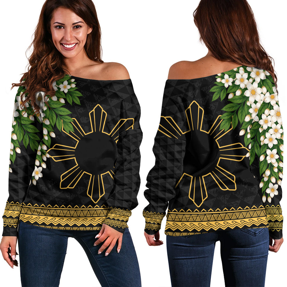 Philippines Filipinos Off Shoulder Sweatshirt Sampaguita Sunshine Bloom Style
