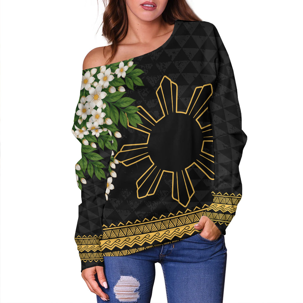 Philippines Filipinos Off Shoulder Sweatshirt Sampaguita Sunshine Bloom Style