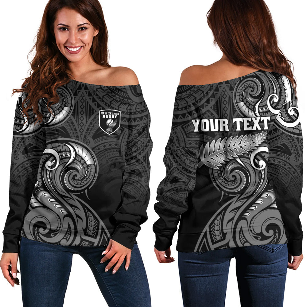 New Zealand Off Shoulder Sweatshirt Maori Koru Spirit Style
