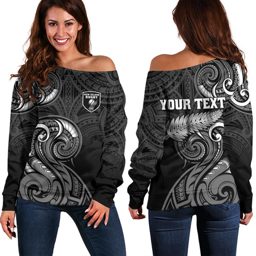 New Zealand Off Shoulder Sweatshirt Maori Koru Spirit Style