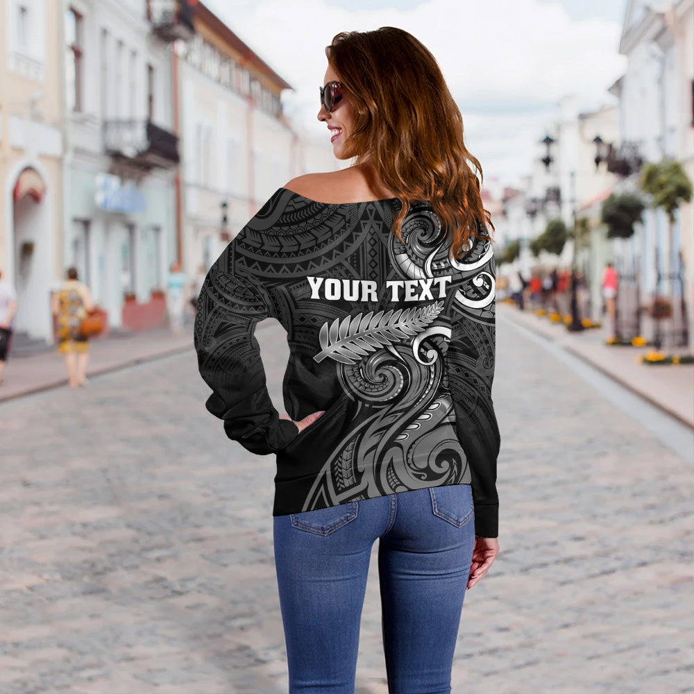 New Zealand Off Shoulder Sweatshirt Maori Koru Spirit Style