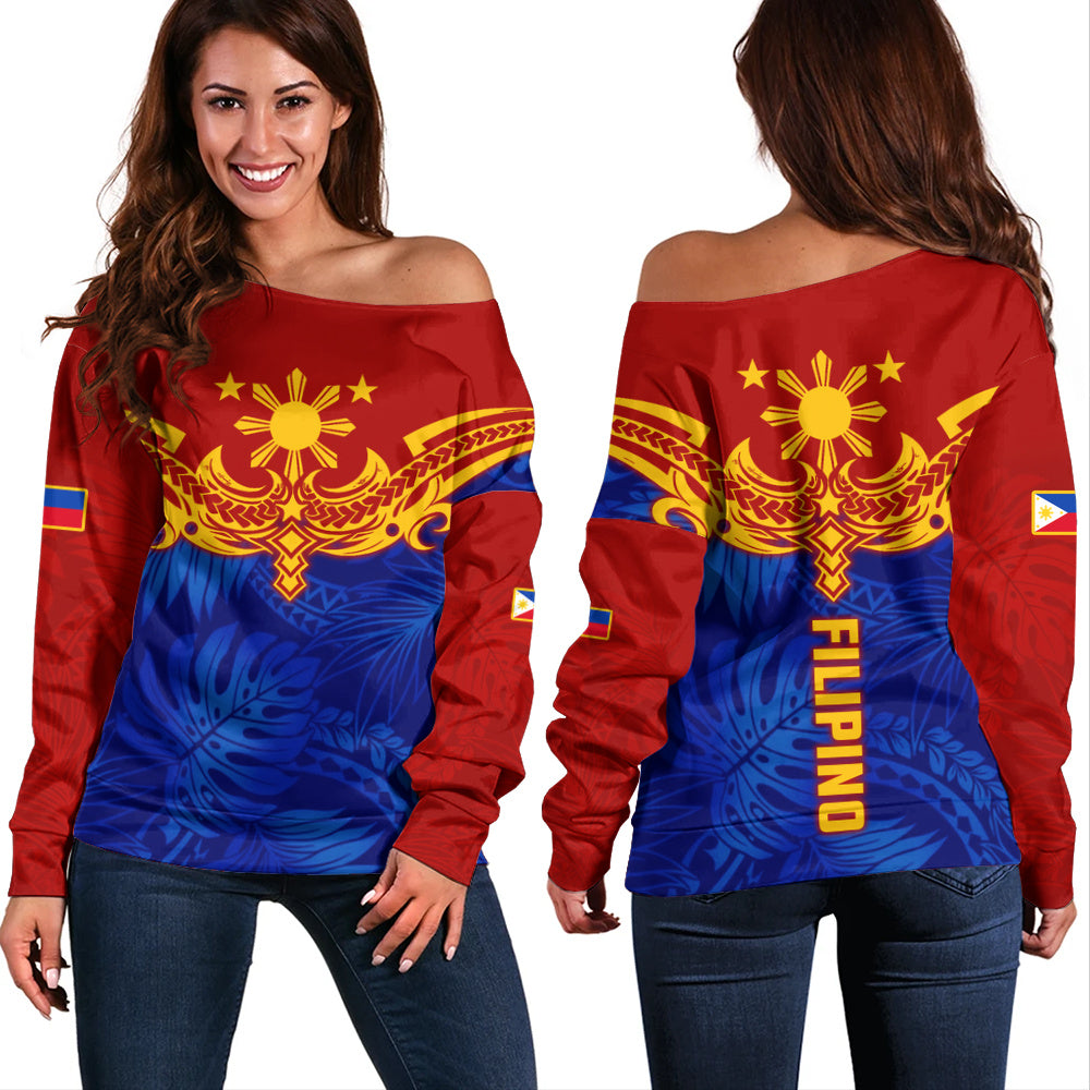 Philippines Filipinos Off Shoulder Sweatshirt Tropical Polynesian Philippines