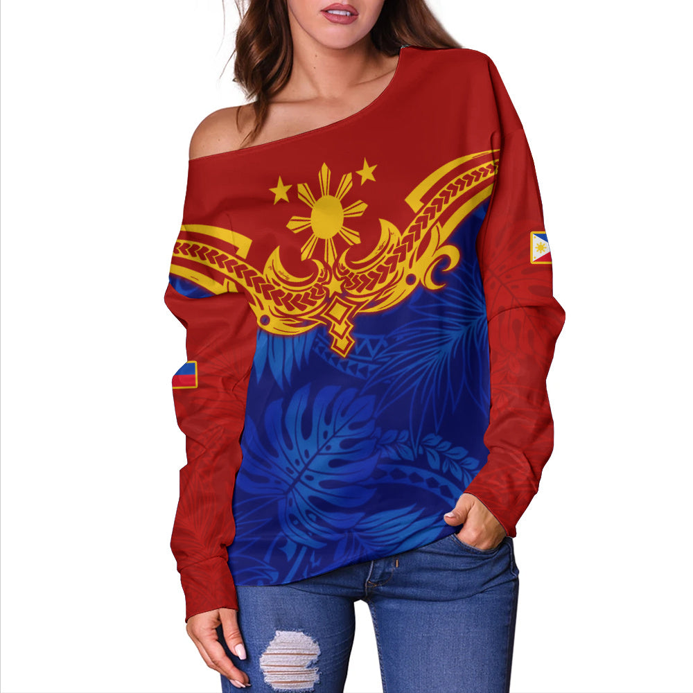 Philippines Filipinos Off Shoulder Sweatshirt Tropical Polynesian Philippines