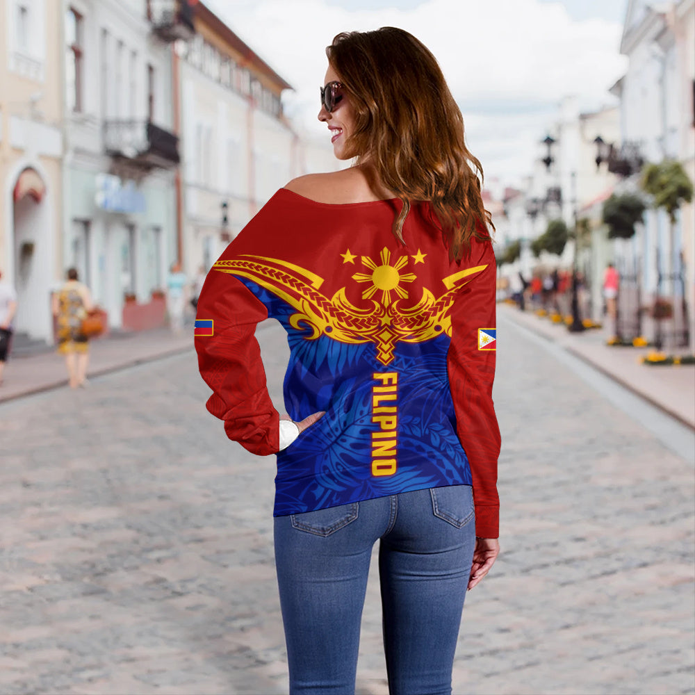 Philippines Filipinos Off Shoulder Sweatshirt Tropical Polynesian Philippines