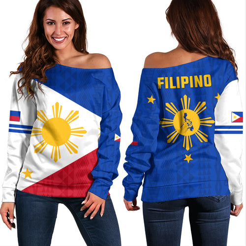 Philippines Filipinos Off Shoulder Sweatshirt Island Pride Style