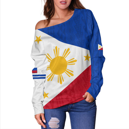 Philippines Filipinos Off Shoulder Sweatshirt Island Pride Style