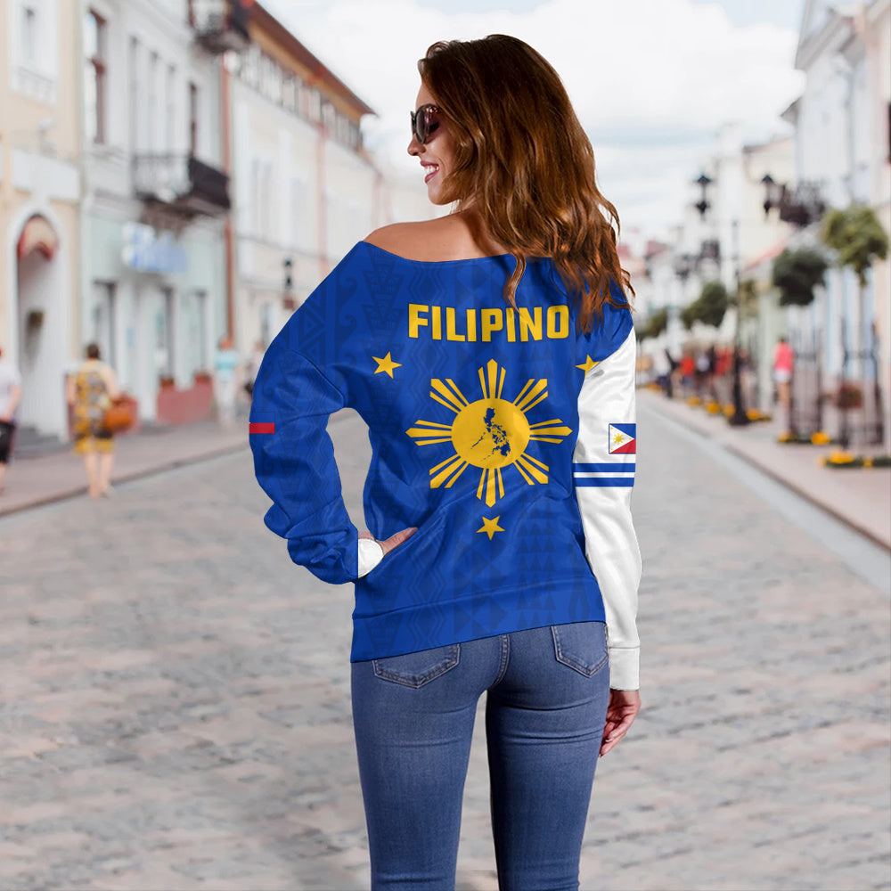 Philippines Filipinos Off Shoulder Sweatshirt Island Pride Style